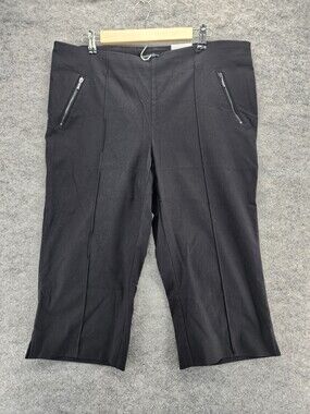 Michel Studio Pants Womens 10 Alexa Straight Leg Capri Black Pull On